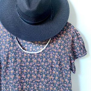 Natural Life dark grey floral dress. Soft polyester. No slip required.